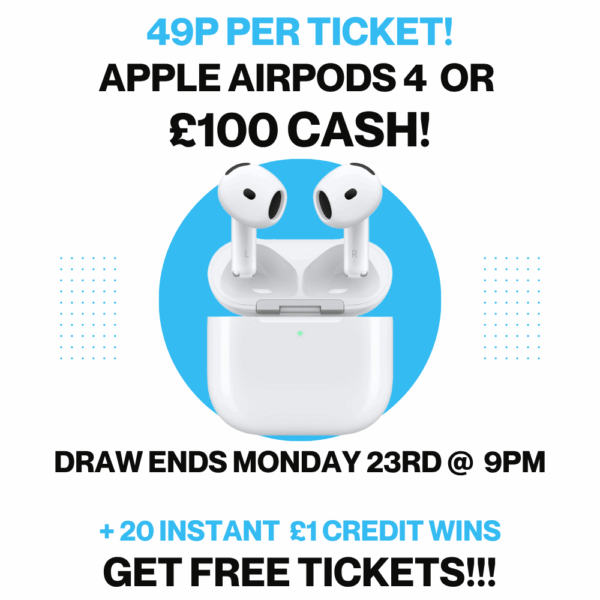 Apple Airpods 4 or £100 CASH!