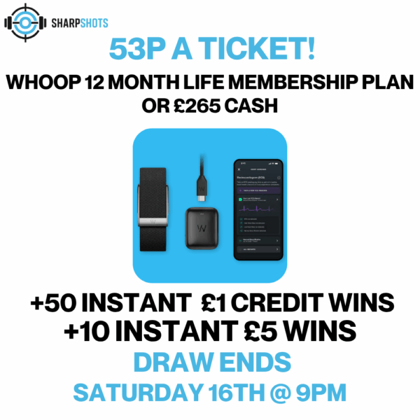 WHOOP 12 Month Life Membership Plan or £265 Cash